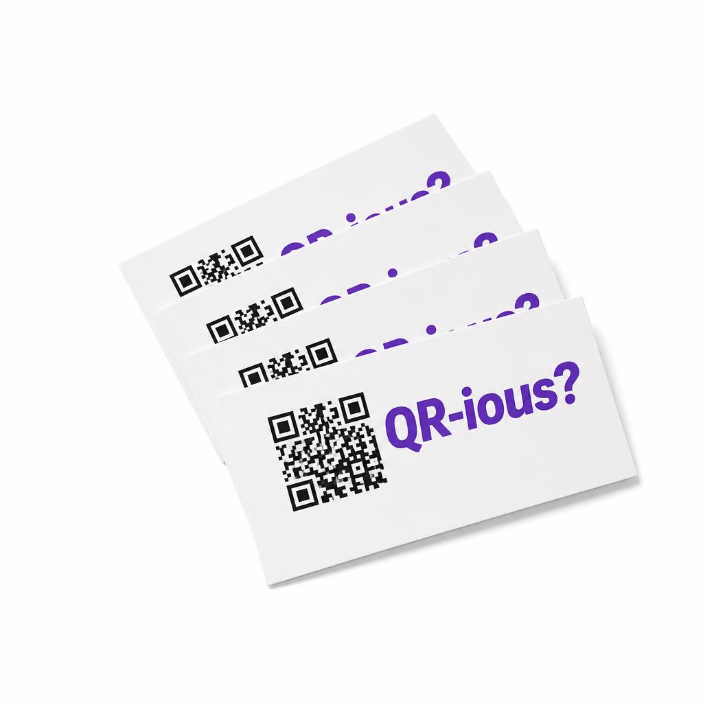 Business Cards (50) with a purple QR code